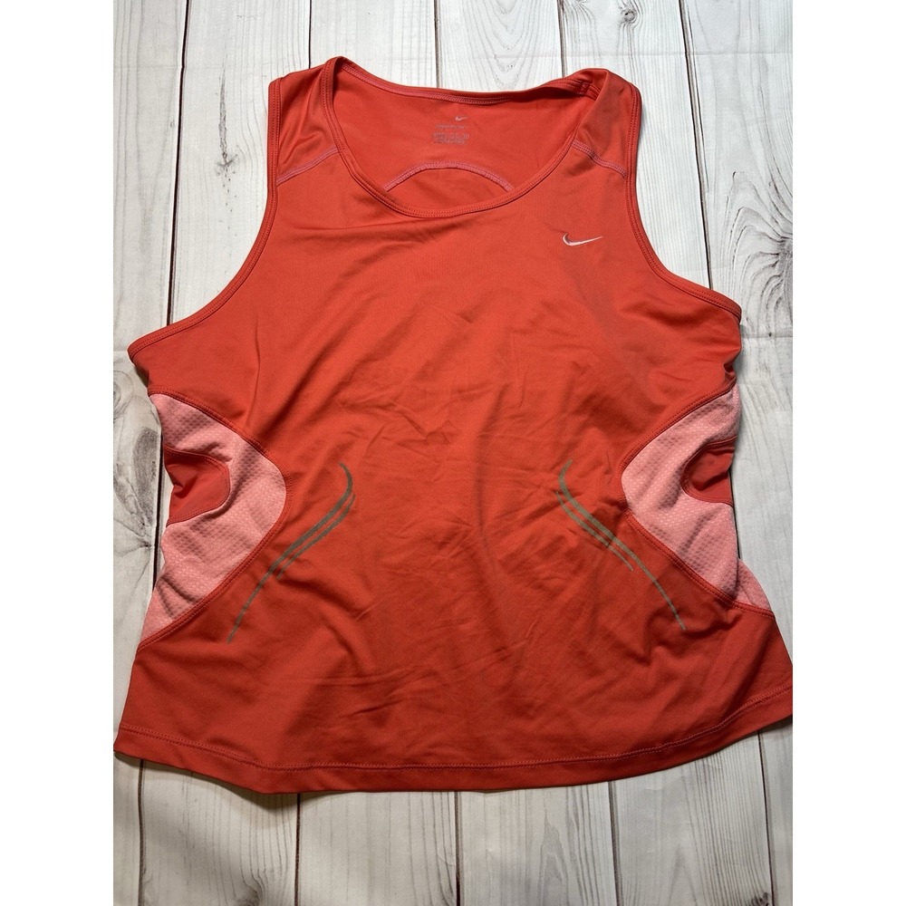 Nike Women Red Pink Dri-FIT Activewear Tank Top Side Mesh Racerback Large